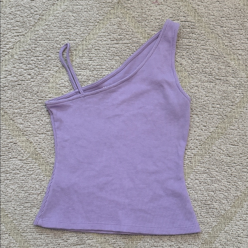 Promesa Lilac One-Shoulder Waffle Knit Top β Size Small - Picture 3 of 3